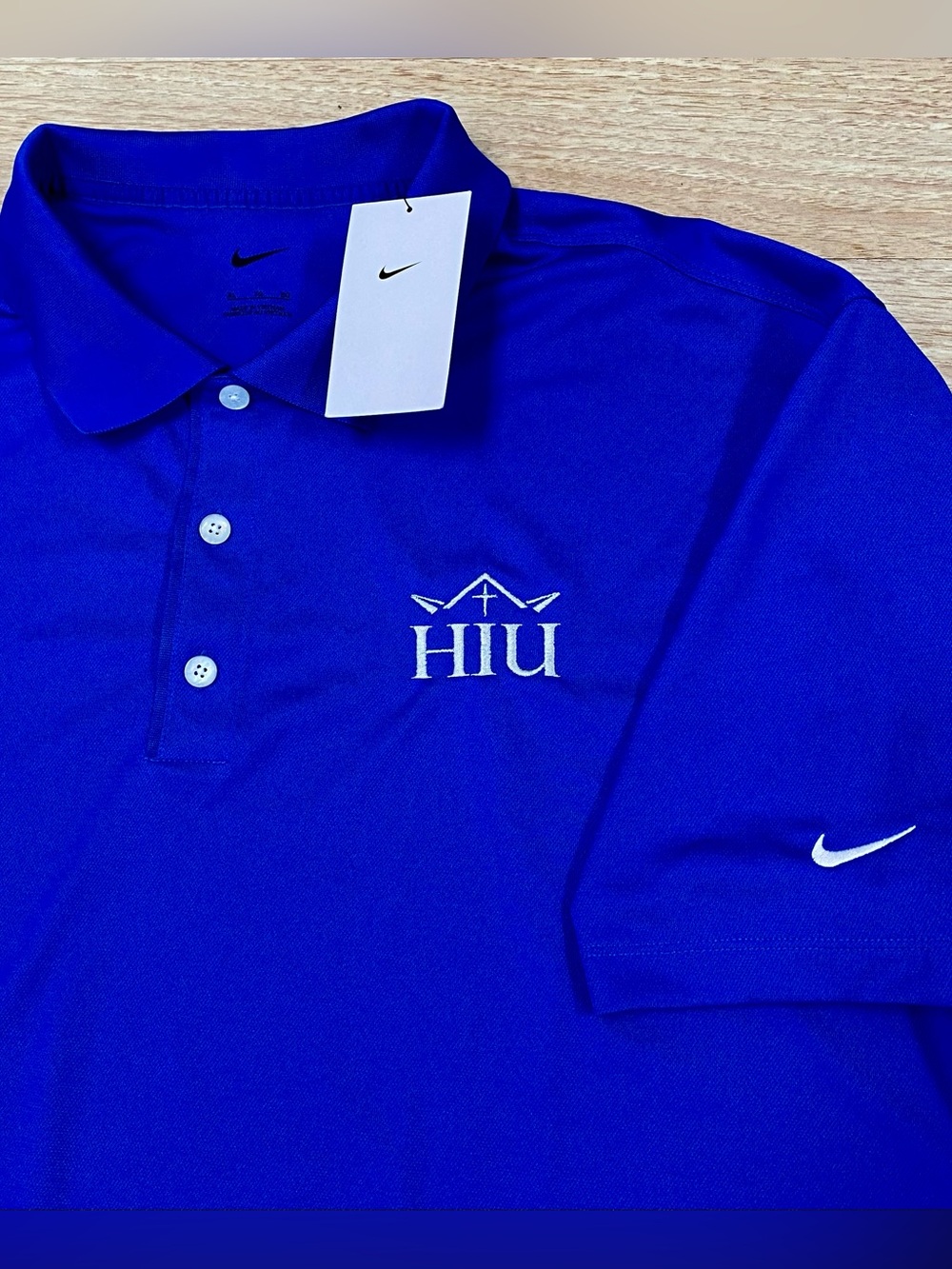 Nike Hope International University HIU Polo Men’s XL Blue Royals Golf Shirt Top